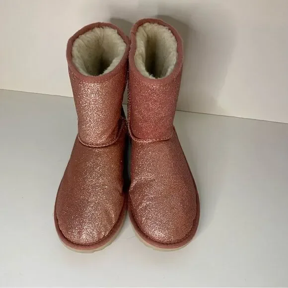 UGG Classic Short Il Boots Glitter Hot Pink Water Resistant Size 6 - Picture 4 of 7